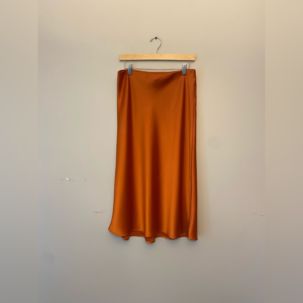 New Rachel Zoe Orange Satin Slip Skirt Size 8
